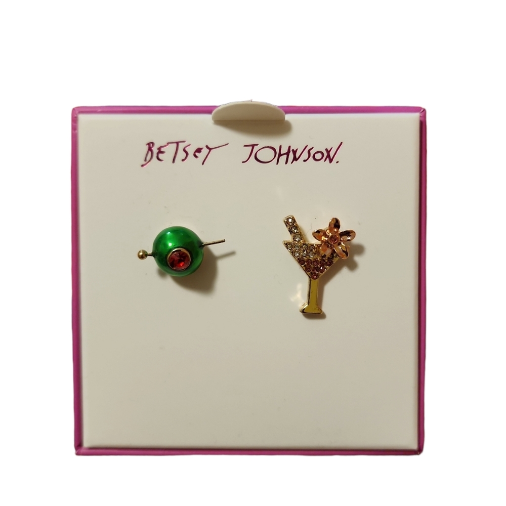 Betsey Johnson Martini & Olive Earrings